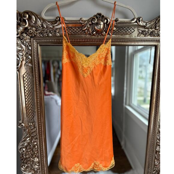 Natori Other - VINTAGE Natori Enchant Orange Satin & Lace Slip Small